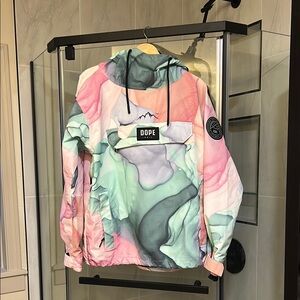 DOPE Women's Marble Print Ski Jacket - Pink, Mint, Gray-NEW, without tag